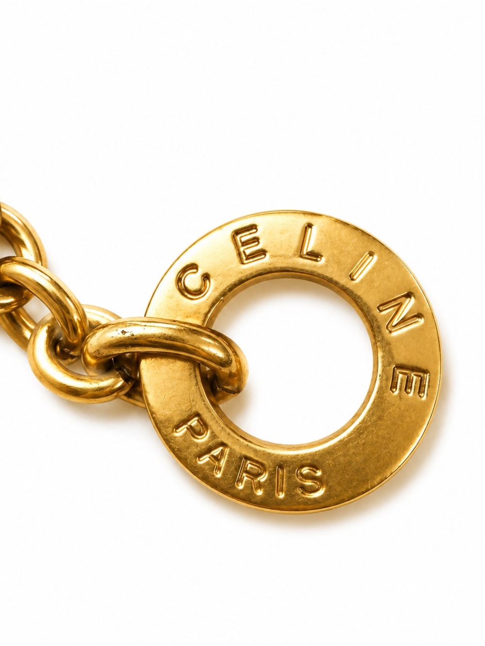 CELINE Paris Gold-Tone Toggle Chain Medallion Necklace / Vintage - Picture 6 of 7